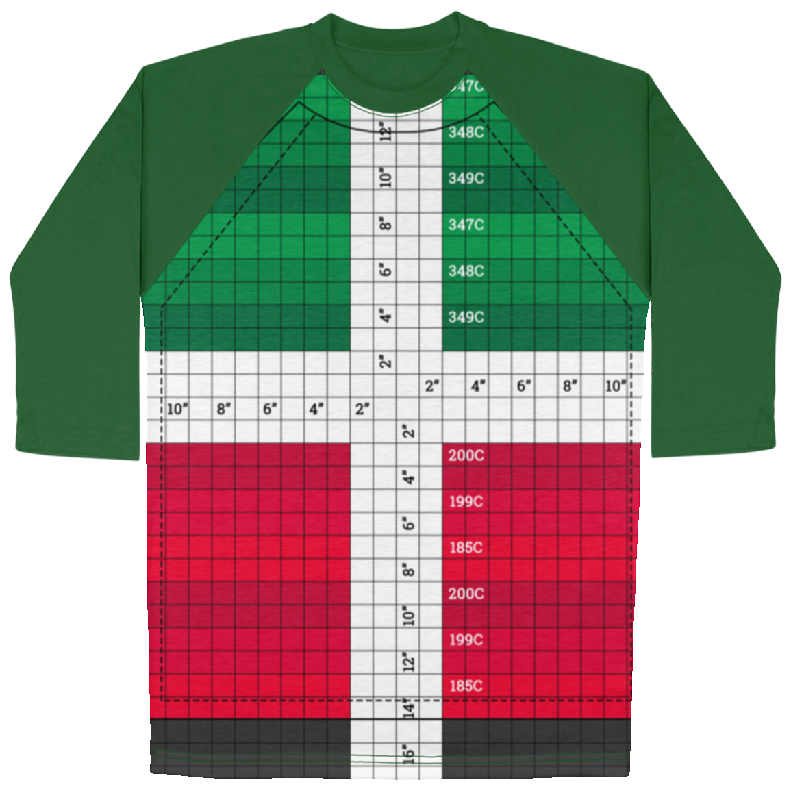 Color Test All Over Print 3/4 Sleeve Raglan