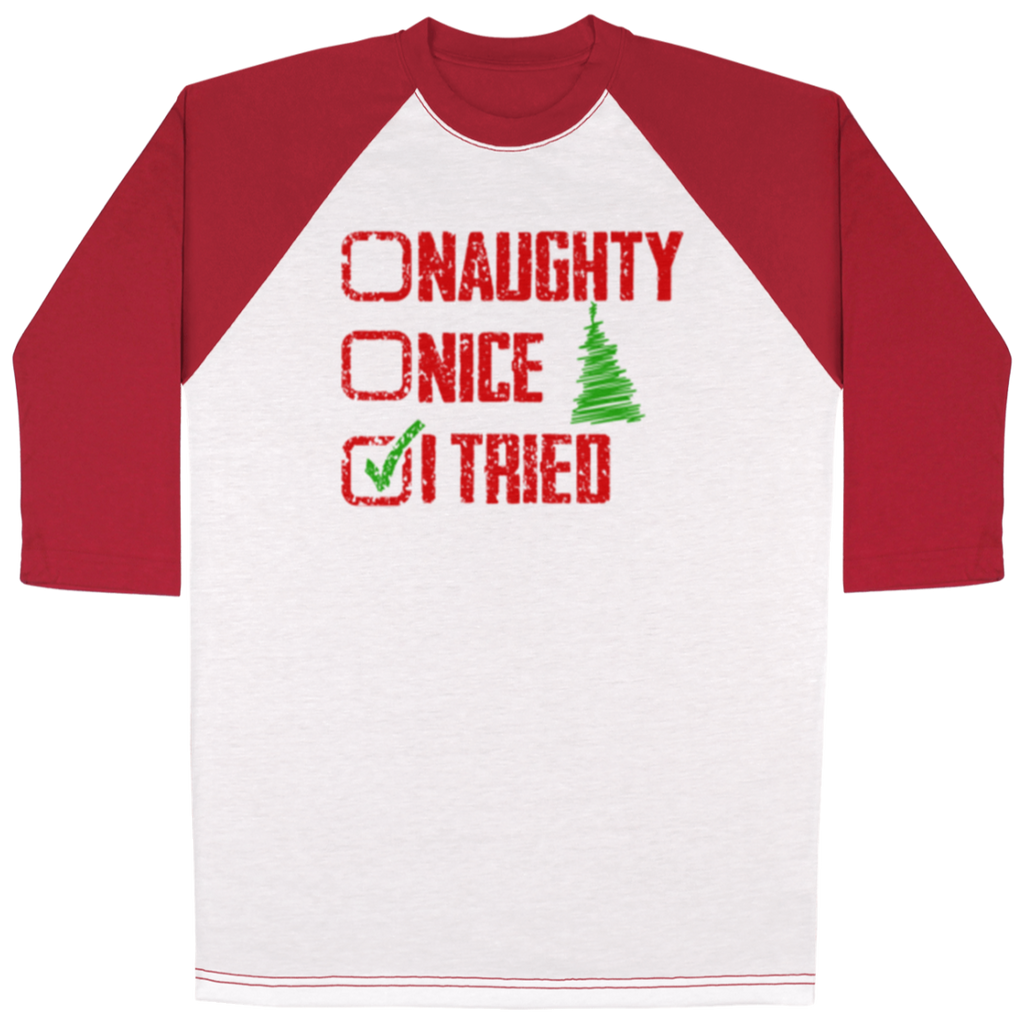 Naughty Nice All Over Print 3/4 Sleeve Raglan