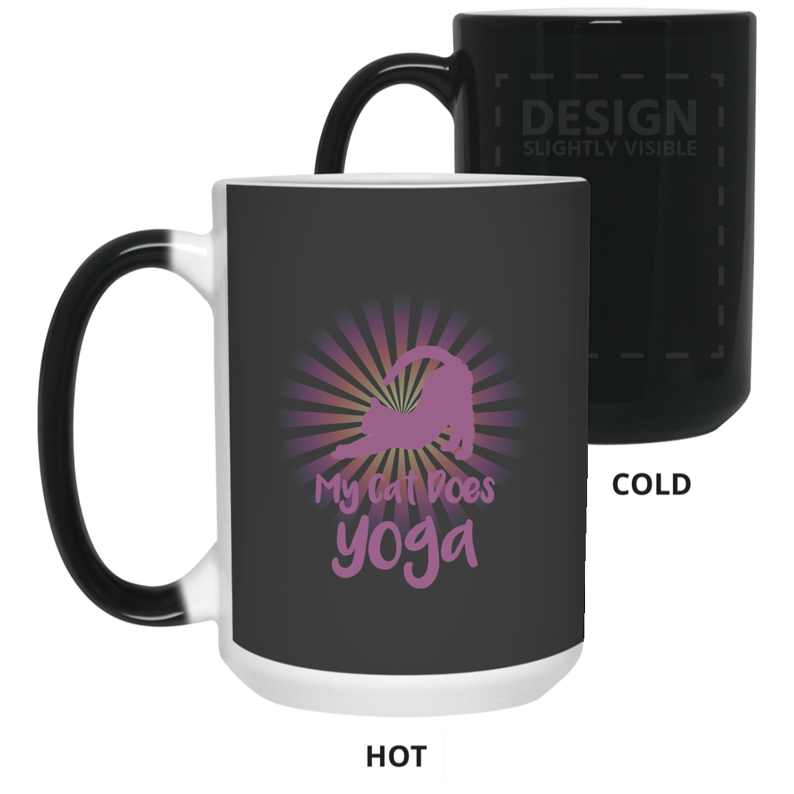 my cat does yoga 15 oz. Color Changing Mug