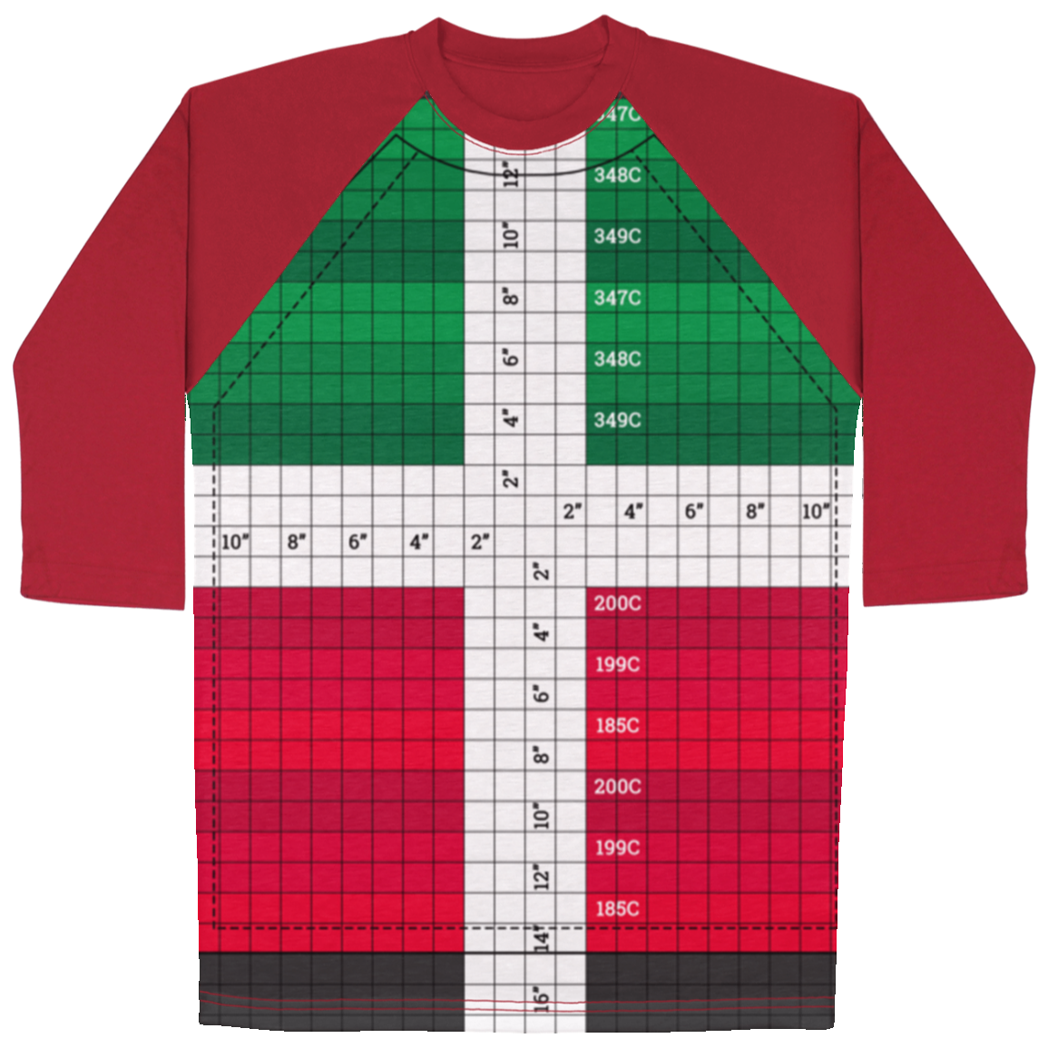 Color Test All Over Print 3/4 Sleeve Raglan