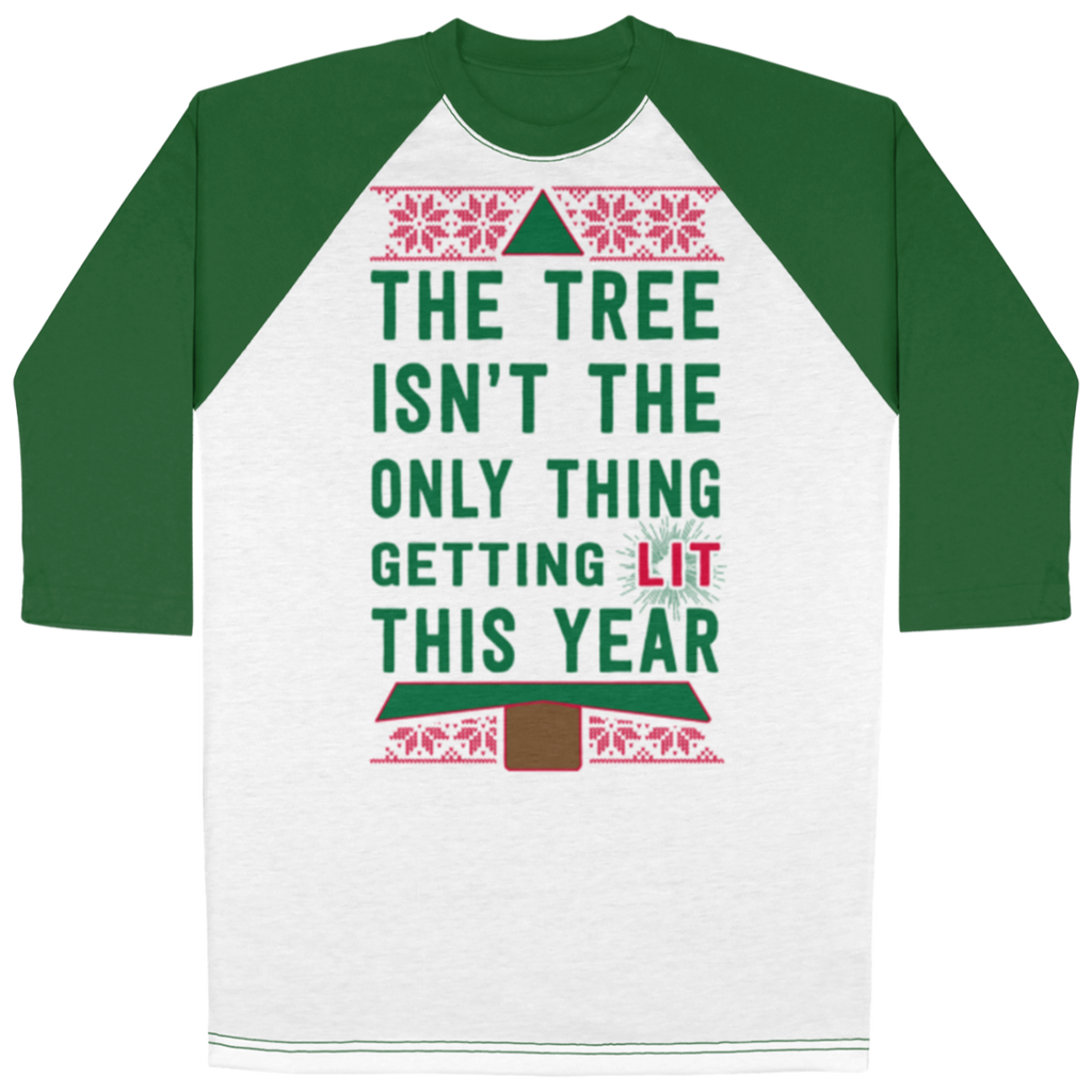 NEW Tree Getting Lit All Over Print 3/4 Sleeve Raglan