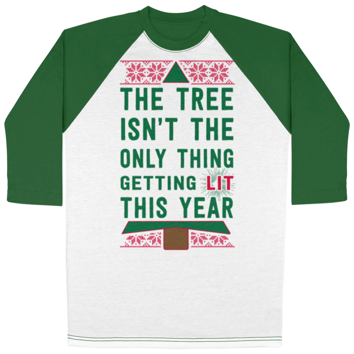 NEW Tree Getting Lit All Over Print 3/4 Sleeve Raglan