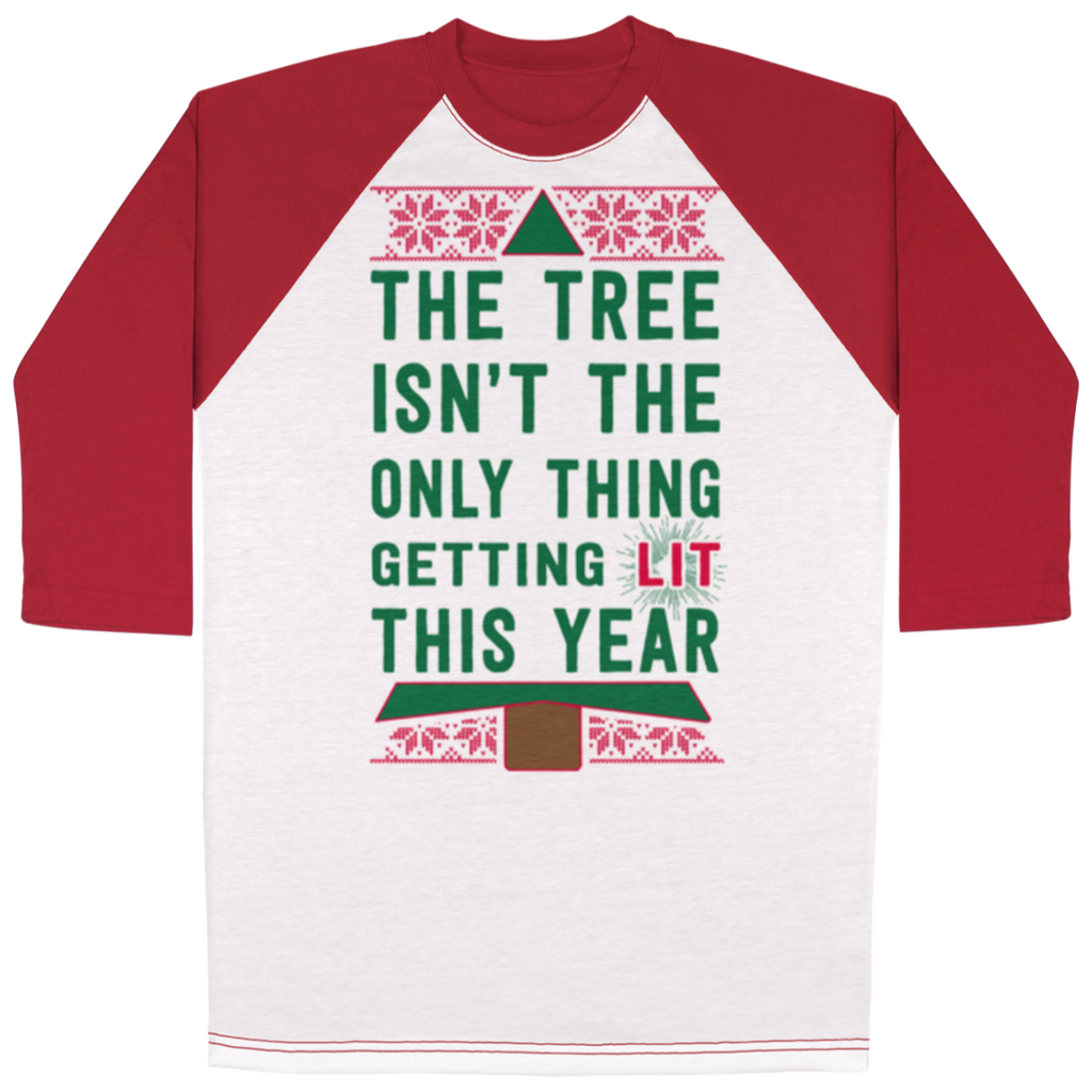 NEW Tree Getting Lit All Over Print 3/4 Sleeve Raglan