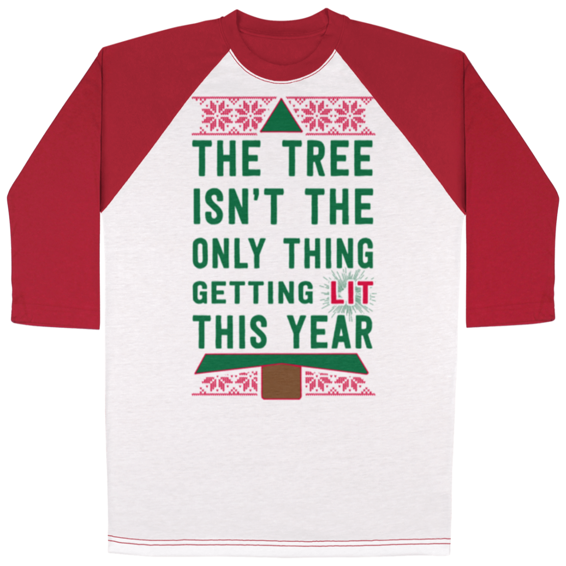 NEW Tree Getting Lit All Over Print 3/4 Sleeve Raglan