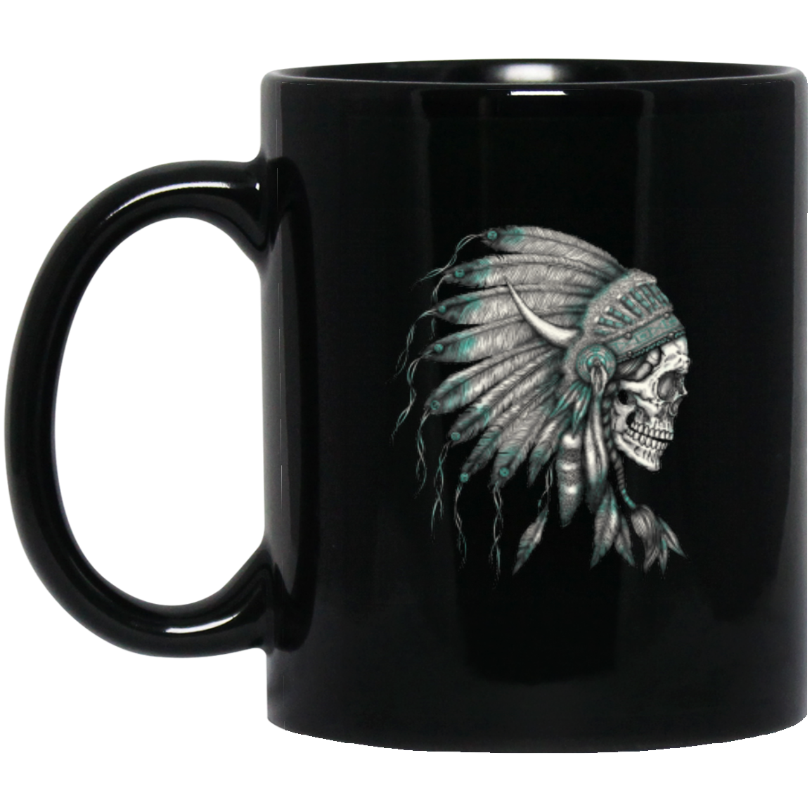 Indian Skull 11 oz. Black Mug