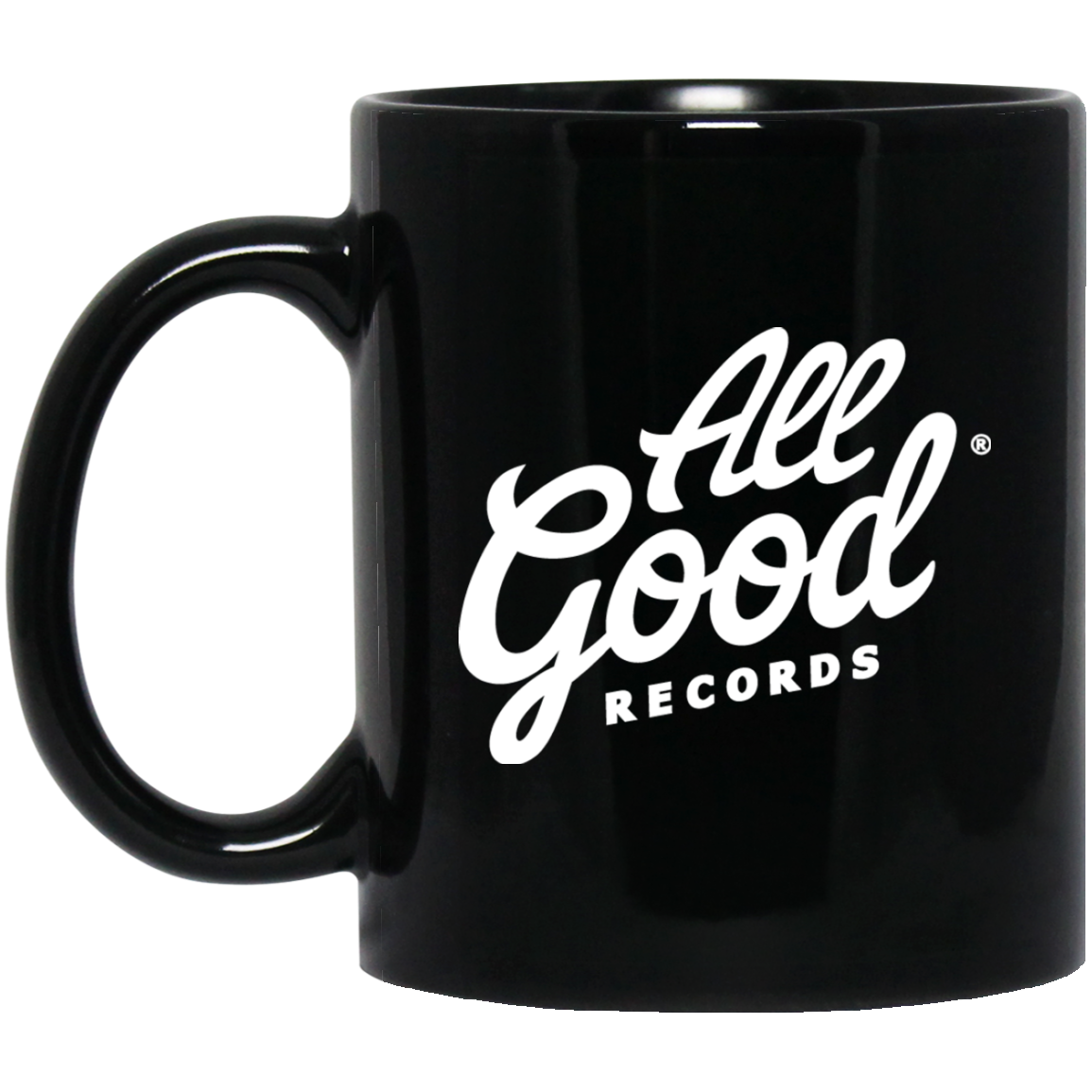 All Good White Out 11 oz. Black Mug