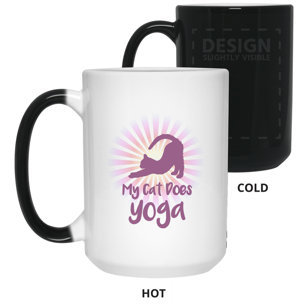 my cat does yoga 15 oz. Color Changing Mug