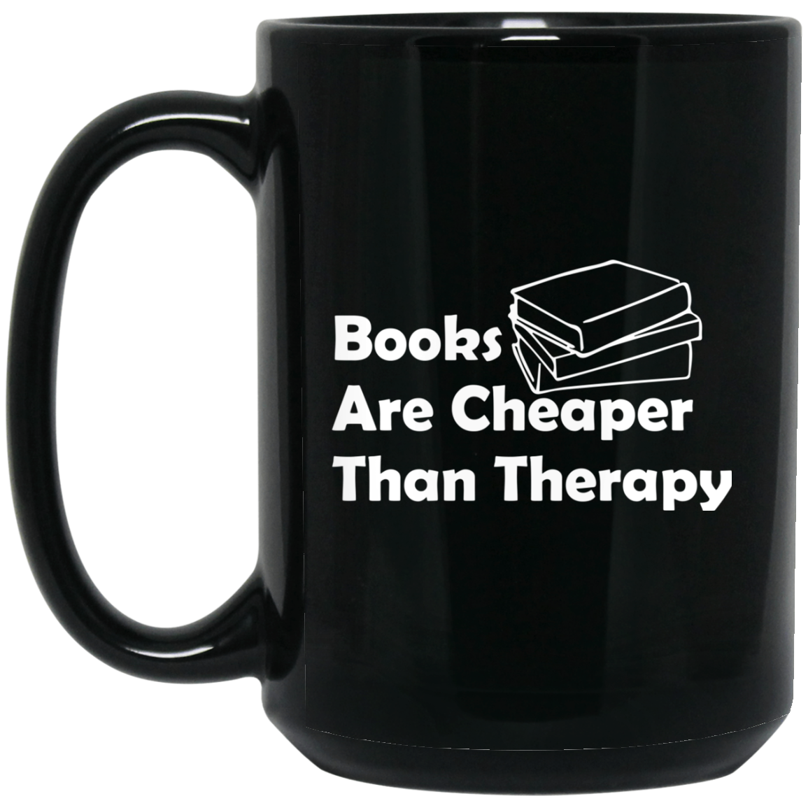 Books Therapy BM15OZ 15 oz. Black Mug