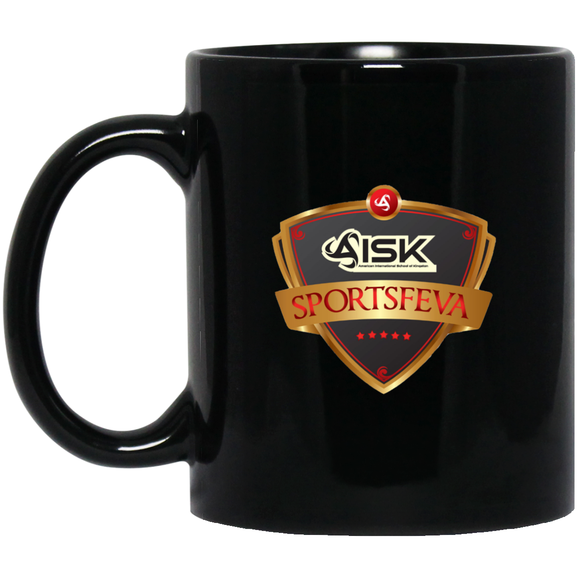 SportsFeva trans background 11 oz. Black Mug